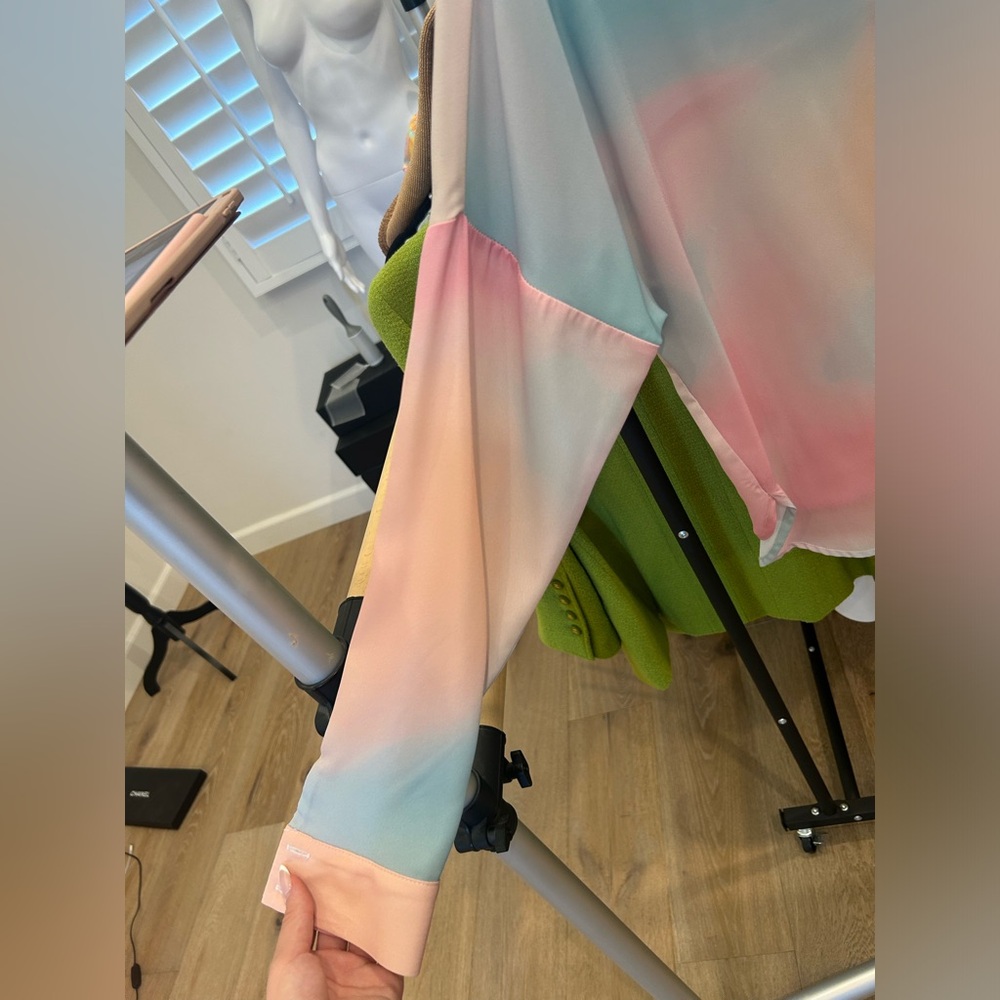 Superdown Pastel Rainbow Women’s Collared Button … - image 4